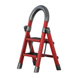 Maxbell Steel Folding Ladder Stepladder Non Slip for Indoor Outdoor Kitchen Adults Red 2 Step