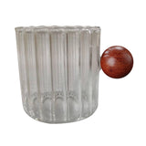 Maxbell Glass Coffee Milk Mug with Anti Scald Wooden Handle for Hotel Office Camping Clear