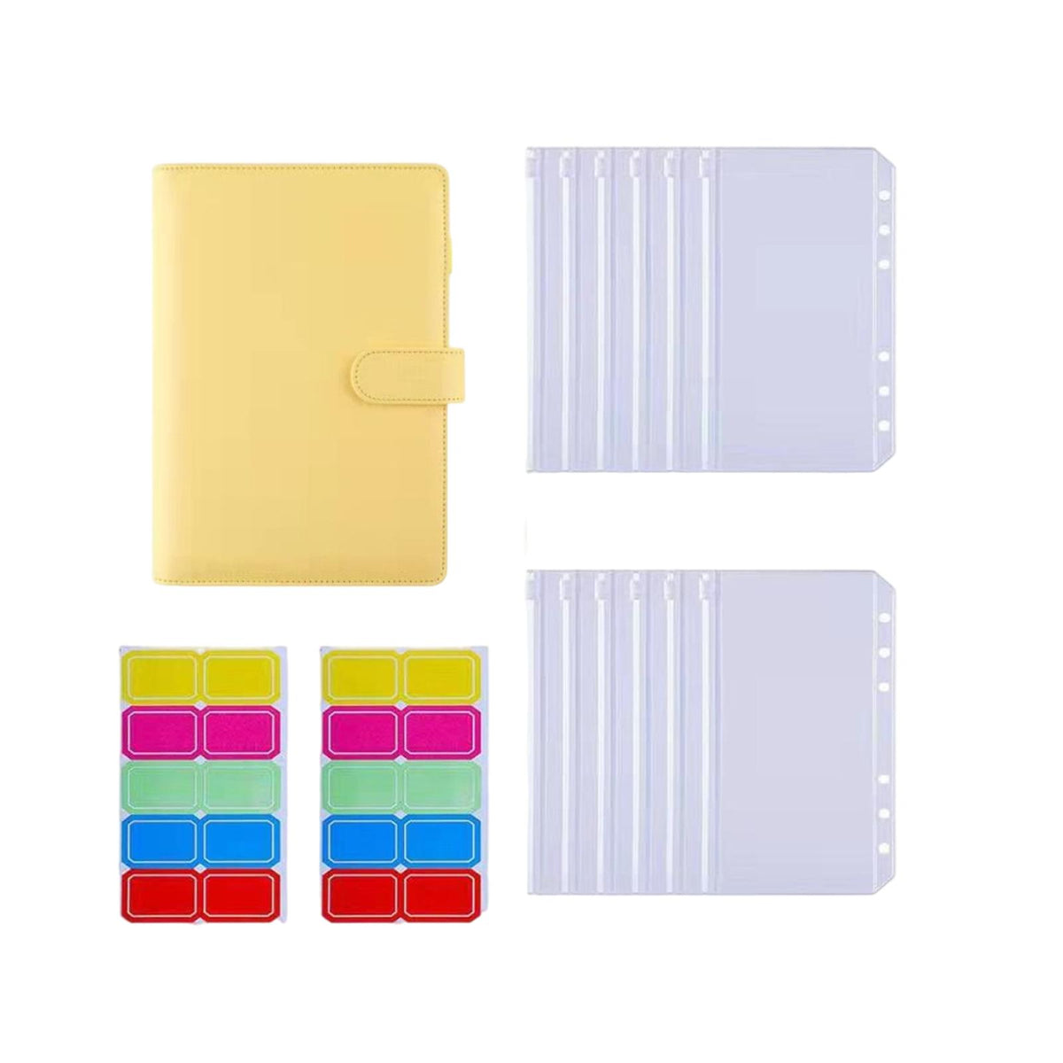 Maxbell PU Leather Notebook Binder Budget Binder with Label Stickers for Cash Bills Yellow