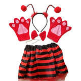 Maxbell Ladybird Costume Striped Skirt Gloves Outfit Party Favors Fancy Dress