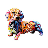 Maxbell Polyresin Dog Statue Figurine Desktop Decoration Graffiti Modern A