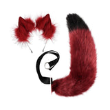 Maxbell Faux tail fox Furry Easy wearing Clip Ears for Women Teen Halloween Red Black