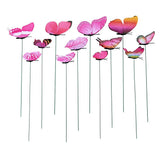 Max 12 Pieces Garden Yard Planter Butterfly Stakes Lawn Decor Ornaments Rose Red