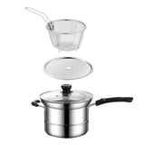 Maxbell Cooking Pot with Lid Handle Milk Pot for Restaurant Picnic Dining Room Long Handle