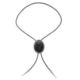Maxbell Unique Stone Bolo Tie Necktie Oval Adjustable for Party Accessories Gifts Black