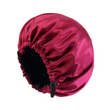 Maxbell Satin Bonnet Head Wear Adjusting Night Sleep Hat for Bath Long Straight Hair Red