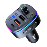 Maxbell Car Bluetooth FM Transmitter Type-C QC3.0 Dual USB Charger 7 RGB Backlit