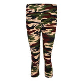 Maxbell Women Printed Capri Legging 3/4 Length Skinny Yoga Pants L Green Camo