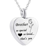 Maxbell Waterproof Stainless Steel Heart Cremation Keepsake Urn Necklace Brother