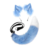 Maxbell Faux tail fox Furry Easy wearing Clip Ears for Women Teen Halloween Blue White