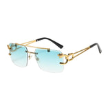 Maxbell Rectangle Frameless Glasses Traveling Trendy 400 Party Rimless Sunglasses green