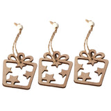 Max 3 Pieces Round Wood Hollow Christmas Tree Hanging Ornaments Gift
