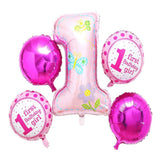 Max 5 Pieces 1st Birthday Foil Balloon Baby Shower Christening Party Decor Pink
