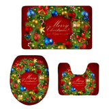 Max 3pcs Toilet Seat Cover + Bath Mat + Pedestal Rug Xmas Home Party Decor G