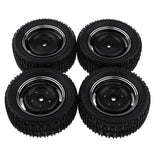 Max 4Pcs Wheel Rim Tyre Tire Set for WPL 1/16 C14 C24 Military Truck Black