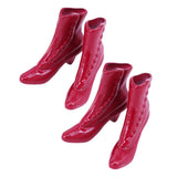 Maxbell 2Pairs of Plastic Dolls Ankle Boot Shoes for 1/12 Woman Figures Accs Red