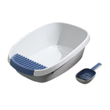 Maxbell Pet Litter Tray Potty Toilet Anti Splashing Semi Closed Cat Litter Box 57x41x20cm White