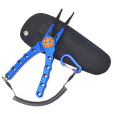 Maxbell Fishing Pliers Scissors Cutter Fish Lip Hook Remover + Lanyard Blue