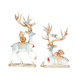 Maxbell Deer Statues Nordic Style Reindeer Figurines for Fireplace Bedroom Decor Blue