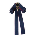 Maxbell Ribbon Bow Tie Brooch Neck Tie Cocktails Party Graduation Bowknot Brooch Pin Blue with Red
