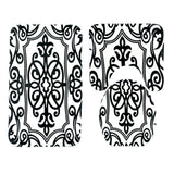 Max 3 Pieces Flannel Toilet Lid Non Slip Bath Mat Bathroom Rug Set Black Vine