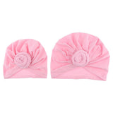 Max 2pcs Womens Kid Baby Soft Stretchy Knotted Turban Headwear Indian Beanie Hat Pink