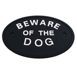 Max Black Oval Statement Plaque Outdoor Garden Wall Sign BEWARE OF THE DOG