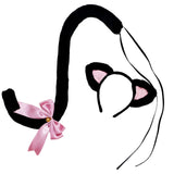 Maxbell Cat Ears and Tail Set Fancy Dress Costume Gift Dressing up Party Black Pink