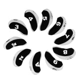 Maxbell 10pcs Neoprene Golf Club Head Covers Wedge Iron Protective Black+White