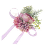 Maxbell Wrist Corsage Bracelet Silk Rose Hand Artificial Flowers for Ceremony Prom Purple