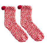 Maxbell 1Pair Winter Cotton Socks Coral Fleece Stockings Causal Crew Socks Red