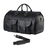 Maxbell Travel Duffle Bag Handbag PU Leather Portable Adjustable Strap Weekender Bag Black