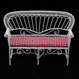 Maxbell 1/12 Dollhouse Furniture Miniature Chair Sofa Bench Decoration Red + White