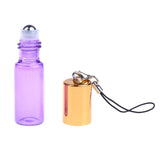 Max 24 Pieces Refillable Glass Roller Essential Oil Bottles Pendant 5ml Purple
