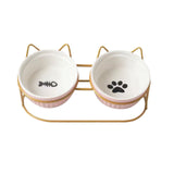 Maxbell Cat Food Bowls Detachable Elevated Cat Dishes Neck Guard Portable for Kitty Pink