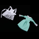 Maxbell Adorable Maid Outfit Lace Dress Suit For 1/6 Blythe Dolls Clothes Green
