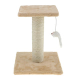 Maxbell Cat Scratching Post Climbing Frame Hanging Mouse Toy  H shaped Cream color