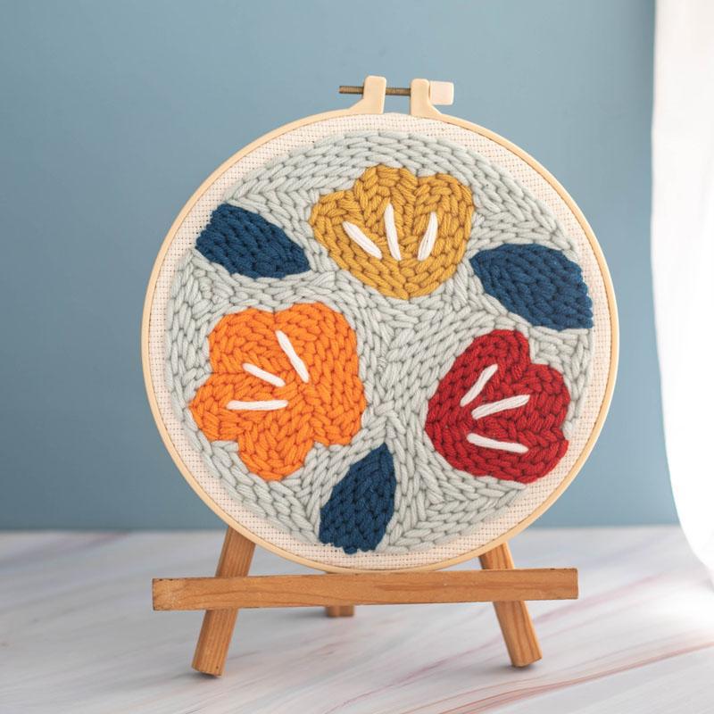 Maxbell Punch Needle Kit with Punch Bamboo Embroidery Hoop DIY Craft Petal