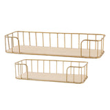 Max Golden Metal Wire Wall Mounted Storage Basket, 2 set, Large & Small