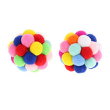 Maxbell 2 Pcs Pet Cat Colorful Handmade Toy Bouncy Balls Inlaid Bell Interactive Toy