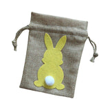 Maxbell Easter Bunny Decor Drawstring Burlap Bag 14x10cm Party Favors Reusable Yellow