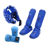 Maxbell Taekwondo Sparring Gear Set with Shin Guards Footgear for Taekwondo Sparring Blue L