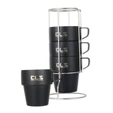 Maxbell 4x Double Camping Cups Heating Preservative Wearable for Cooking w/Holder