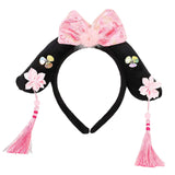 Maxbell Chinese Ancient Headband Headpiece Dress up for Carnival Cosplay Photo Props Pink Bowknot
