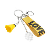 Maxbell Sports Mini Badminton Keychain Keyring with Wrist Lanyard for Kids Men Yellow