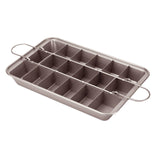 Maxbell 18 Holes Non Stick Brownie Pans with Dividers Steel Baking Pan Champagne