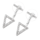 Max Dangle Earrings Women Alloy Rhinestone Triangle Hollow Ear Studs Drop Silver