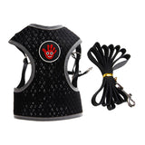 Max Breathable Dog Vest Harness Pet Outdoor Traction Rope For Cat Dog Black L