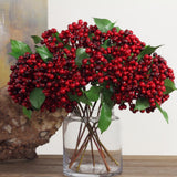 Maxbell Artificial Berry Blueberry Flowers Bouquet for Wedding Decor Mothers Day Red