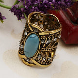 Maxbell Rhinestone Turquoise Chiffon Scarf Clips Rings Holder Jewelry Antique Bronze